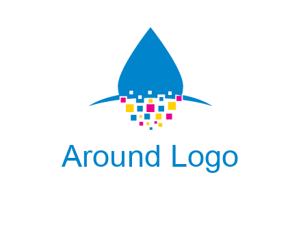 drop and pixels printing logo