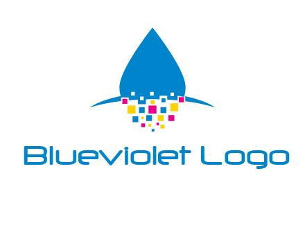 drop and pixels printing logo