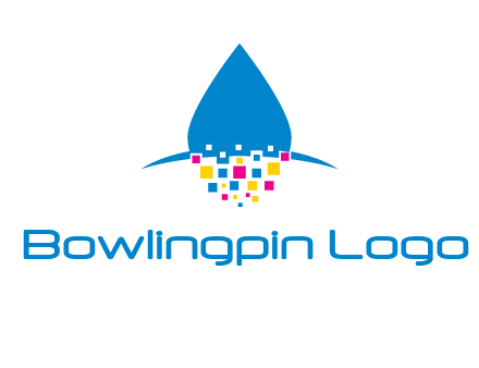 drop and pixels printing logo