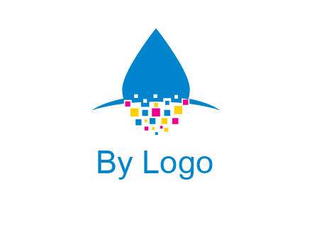 drop and pixels printing logo