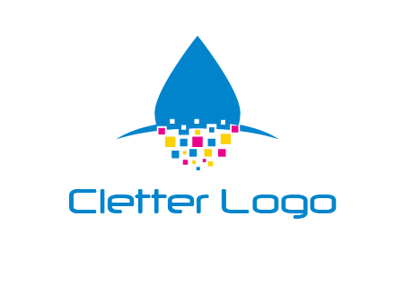drop and pixels printing logo