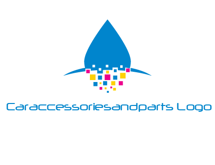 drop and pixels printing logo