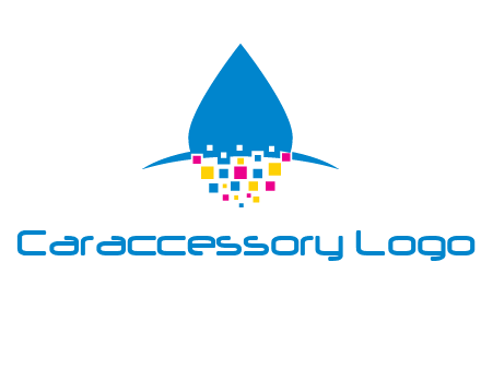 drop and pixels printing logo
