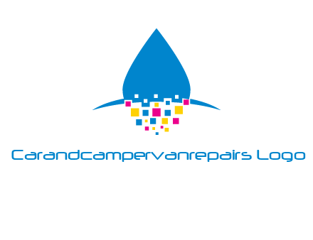 drop and pixels printing logo