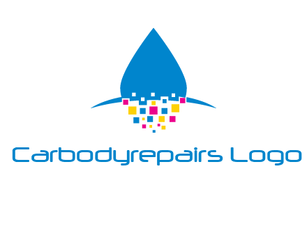 drop and pixels printing logo