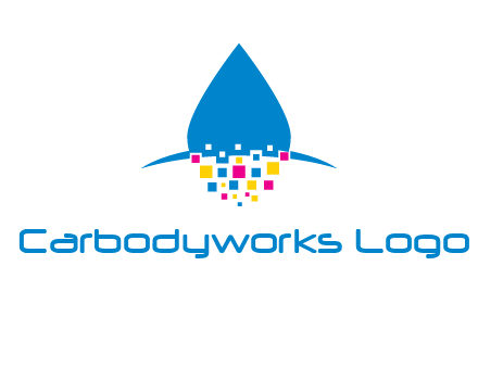 drop and pixels printing logo