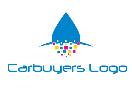drop and pixels printing logo