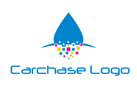 drop and pixels printing logo