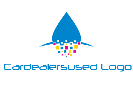 drop and pixels printing logo
