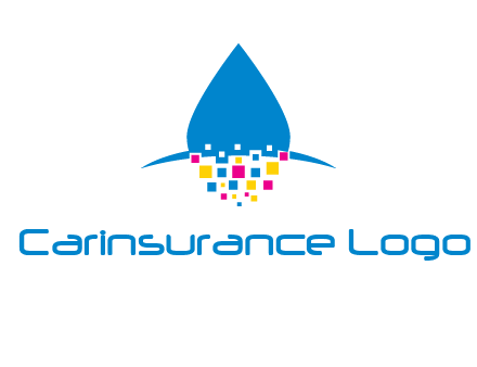 drop and pixels printing logo