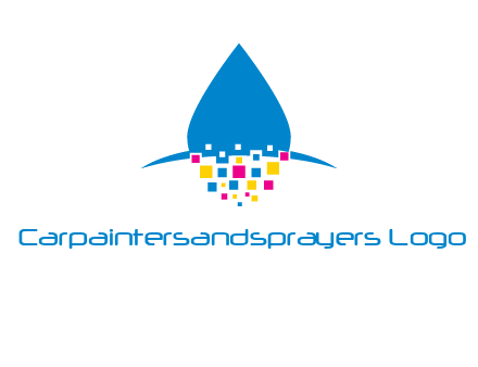 drop and pixels printing logo