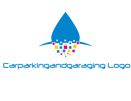 drop and pixels printing logo