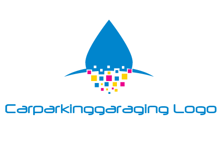 drop and pixels printing logo