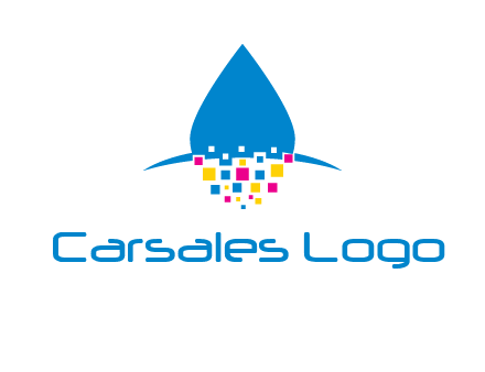 drop and pixels printing logo