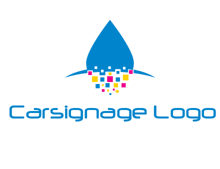 drop and pixels printing logo