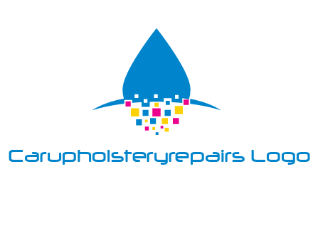 drop and pixels printing logo