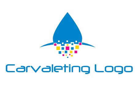 drop and pixels printing logo