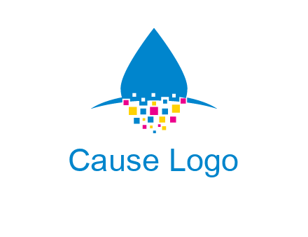 drop and pixels printing logo