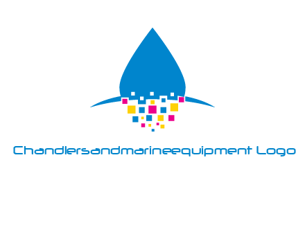 drop and pixels printing logo
