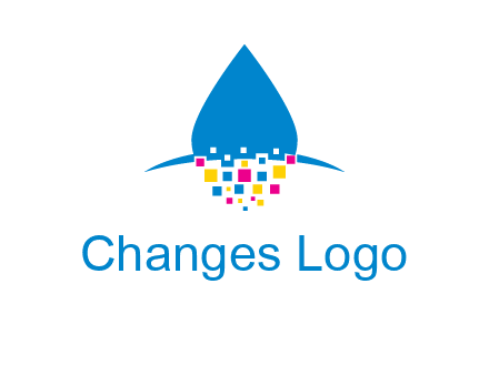 drop and pixels printing logo