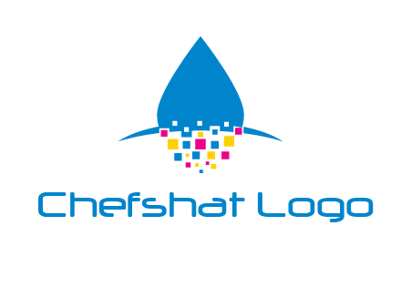 drop and pixels printing logo