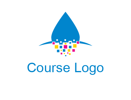 drop and pixels printing logo