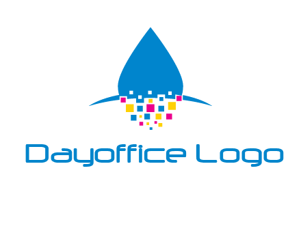 drop and pixels printing logo