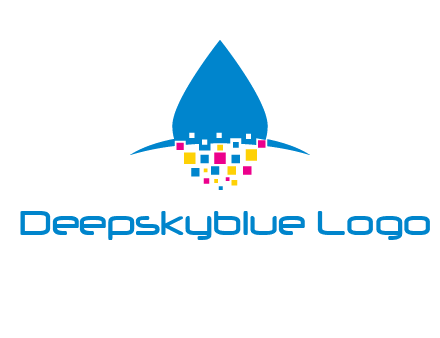drop and pixels printing logo
