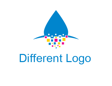 drop and pixels printing logo