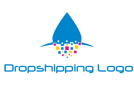 drop and pixels printing logo