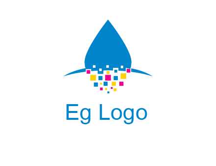 drop and pixels printing logo