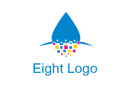 drop and pixels printing logo