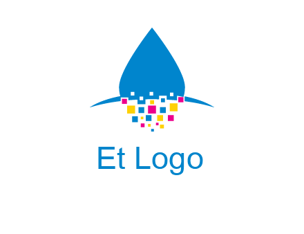drop and pixels printing logo