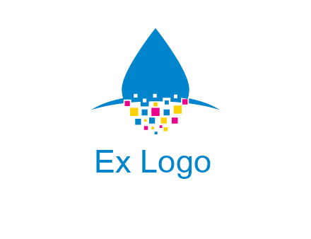 drop and pixels printing logo