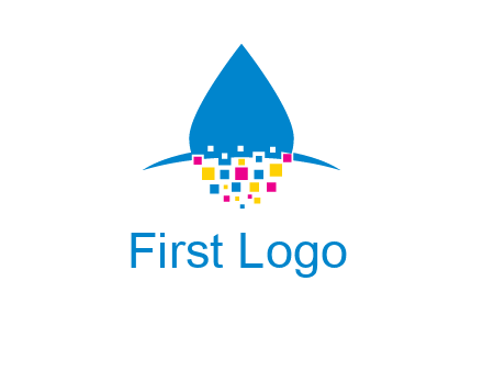 drop and pixels printing logo