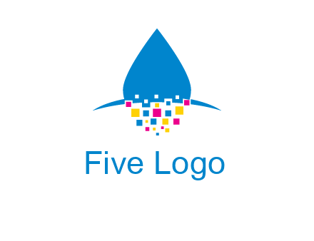 drop and pixels printing logo