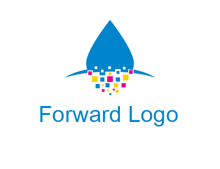 drop and pixels printing logo