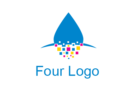 drop and pixels printing logo