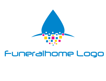 drop and pixels printing logo
