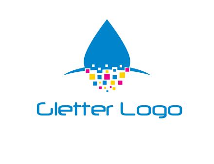 drop and pixels printing logo