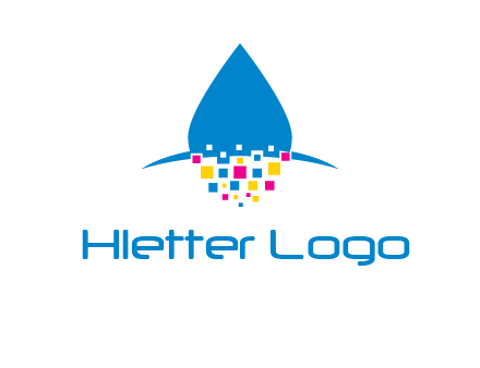drop and pixels printing logo