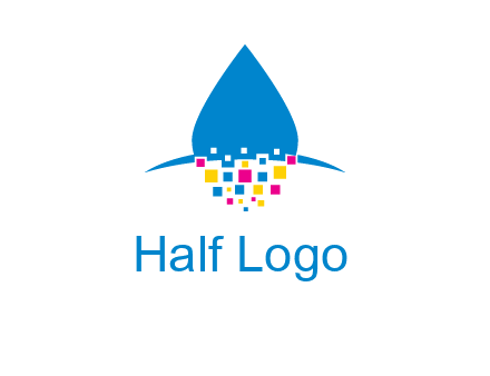 drop and pixels printing logo