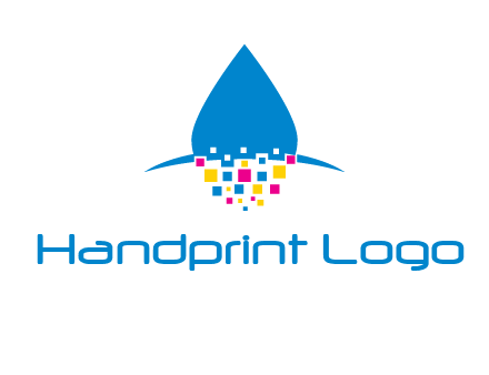 drop and pixels printing logo