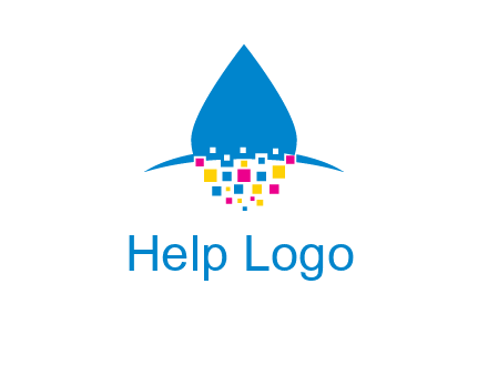 drop and pixels printing logo