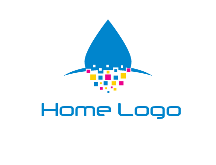 drop and pixels printing logo