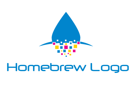 drop and pixels printing logo
