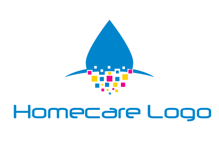 drop and pixels printing logo