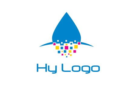 drop and pixels printing logo
