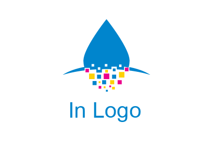 drop and pixels printing logo