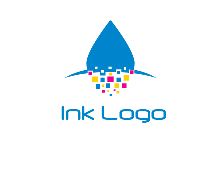 drop and pixels printing logo